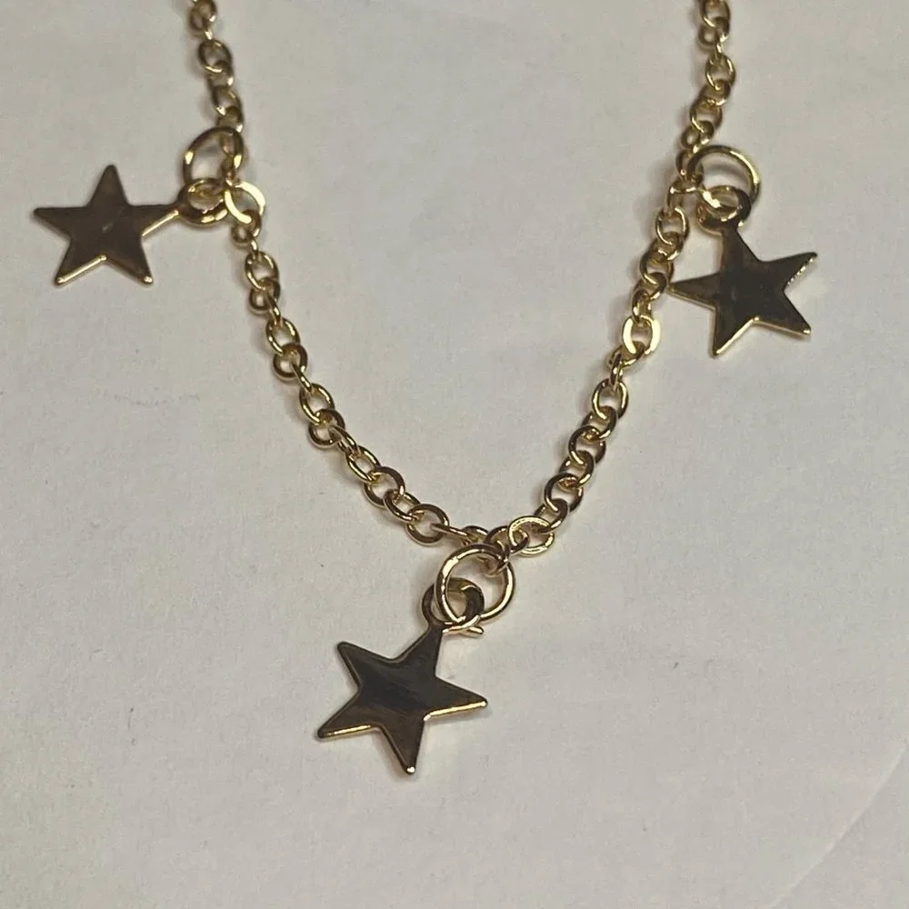 Simple Women’s Choker Chain Star‎ Necklace Gold Tone